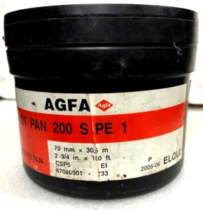 AGFA AVIPHOT PAN 200 PE Panchromatic Film 70mm x 30.5 Mtrs (100 feet) Exp 2005 - Picture 1 of 3