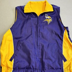 NFL Minnesota Vikings Vest Mens Large Purple Yellow Reversable Jacket Sleeveless - Picture 1 of 10