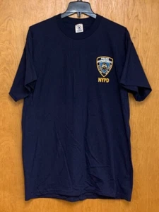 NYPD New York Police Department Navy Blue Mens Size Large Short Sleeve T-Shirt - Picture 1 of 5