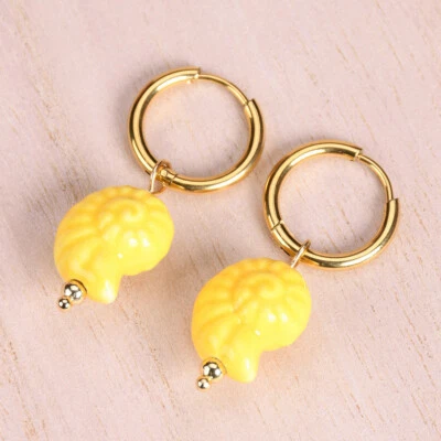 Cute Candy Colored Snail Shape Ceramic Pendants Earrings For Women Girls - Image 1 of 4