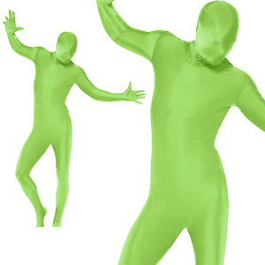 Herren Zweite Haut Grün Body Ganzkörper Lycra Party Kostüm Neu