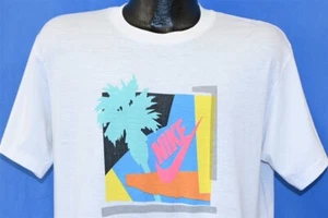 vintage 80s NIKE TROPICAL NEON PALM TREES ABSTRACT RED TAG BEACH t-shirt LARGE L - Picture 1 of 4