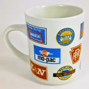Taza de café con logotipos de compañías ferroviarias múltiples Muy raro. 12 oz. - Imagen 1 de 8