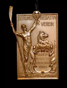 org. Bronze Plakette Medaille Berliner Ruder Regatta Verein Juni 1900 - Bild 1 von 9