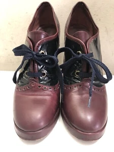 Marc Jacobs Leather Oxford Heels Maroon/Navy PlatformWomen's Size 38 - Picture 1 of 10
