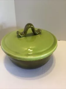 vintage calif usa pottery avocado green dish with cover - Picture 1 of 8