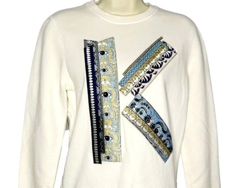MAGLIONE KENZO PARIS PANNA COTONE TAGLIA PICCOLA CON UNA K NELLA PARTE ANTERIORE.U