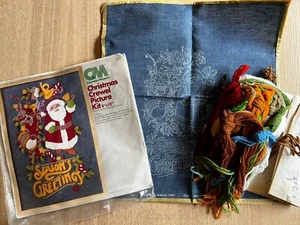 Geöffnete Verpackung - Columbia Minerva Christmas Crewel Picture Kit Denim Santa Claus - Bild 1 von 4