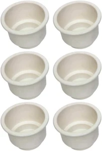 Universal White Recessed Cup Holder with Drain Hole for Furniture & Boats (6 Pac - Picture 1 of 12