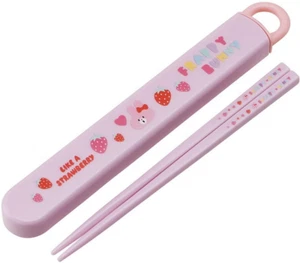 "Clearance" New Bunny Pink Strawberry Chopsticks + Chopstick Box Case Set - Picture 1 of 3