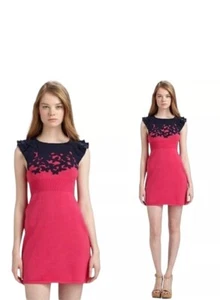 Lilly Pulitzer Kariana Sweater Dress Pink Blue Ruffle Sleeve Size XL - Picture 1 of 5