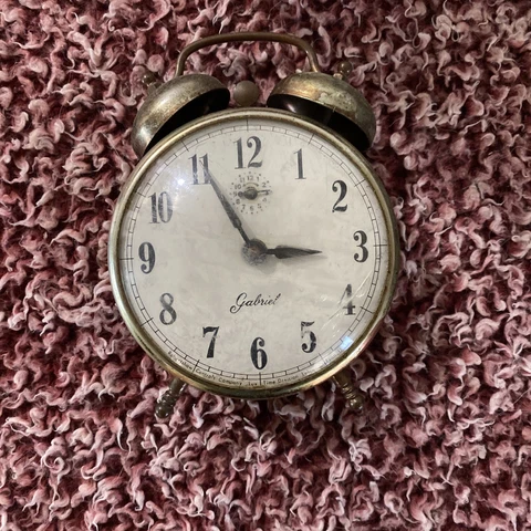 Vintage LUX Robertshaw Gabriel Alarm Clock Gold Tone Color Working Running Cover
