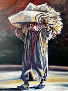 ORIGINAL IVANOV "Mint Tea Morocco" Moroccan Medina africa Oil on Canvas PAINTING - Picture 1 of 1