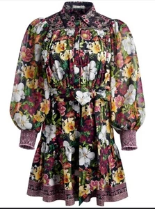 Alice + Olivia Tiffie floral-print mini dress Size 8 - Picture 1 of 14