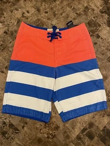 NEW Hollister Blue Orange White Striped Swim Shorts Trunks Mens Size XS NWT - Picture 1 of 8