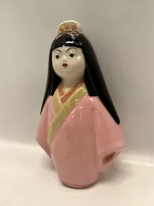 Estatuilla de geisha de porcelana firmada a mano vintage de cerámica japonesa pintada a mano - Imagen 1 de 5