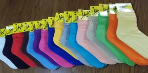 KARAUSA SLOUCH SOCKS 100% COTTON MADE IN USA KNEE HIGH 12pairs x $1.30 Solid Pak - Picture 1 of 4