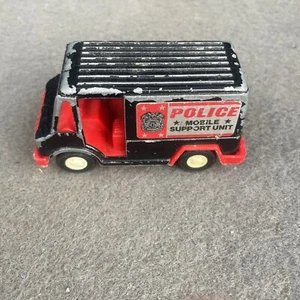 Vintage Tootsie Toy Police Mobile Support Unit Panel Truck 1970 Black / RED  USA - Picture 1 of 5