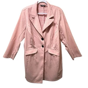 Boulevard Damen Mantel rosa mit schwarzen Punkten, zwei Knöpfe vorne, Est. XL, Preppy - Bild 1 von 6
