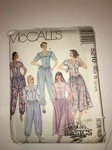 MUJER SIN CORTAR MCCALLS 5210 Patrón de Costura VESTIDO MONO CINTURA CAÍDA TALLA 12 14 16 - Imagen 1 de 3