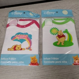 Winnie The Pooh Infant T-shirt Shirt Medium Cotton White NEW Disney Set of 2 - Picture 1 of 5