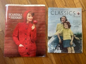 Lot of 2 Bernat's Vintage Pattern Book Sweater Classics Knitting Scandia - Picture 1 of 6