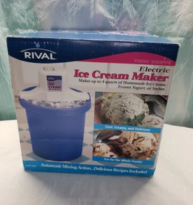 Rival Electric Blue Ice Cream Frozen Yogurt Sorbet Maker Model 8420 TBN 4 Quart - Picture 1 of 19
