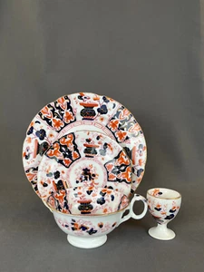4 pc John Ridgway BRAGANZA IMARI Cup & Saucer, 8” Plate & Egg Cup c. 1830-37 - Picture 1 of 24