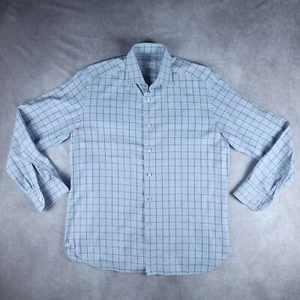 Ermenegildo Zegna Herren Hemd mit Knopfleiste 16 1/2 Fensterscheibe kariert blau Baumwolle Twill - Bild 1 von 9