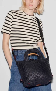 $245 MZ WALLACE BLACK SUTTON QUILTED NYLON CROSSBODY TOTE - Picture 1 of 17