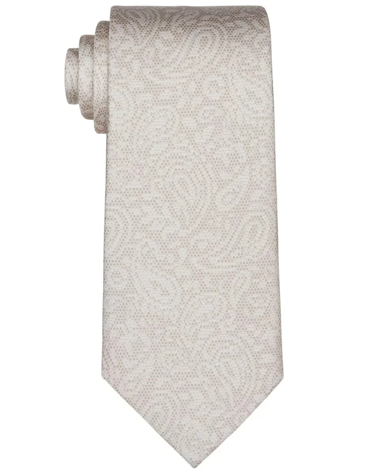 Michael Kors Men's Classic Dotted Paisley Print Silk Tie Taupe Beige Necktie-OS - Изображение 1 из 1