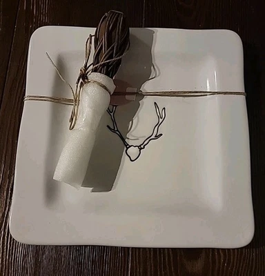 Mud pie plate and knife Lodge Hor Doeuvres Plate Set With Dear with antlers New  - Image 1 of 4