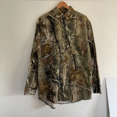 RedHead Men Size Large Realtree Camo Button Up Leaf Hunting Cotton Shirt Large - Image 1 of 4