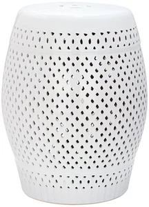 Safavieh Diamond White Ceramic Garden Stool - Picture 1 of 3