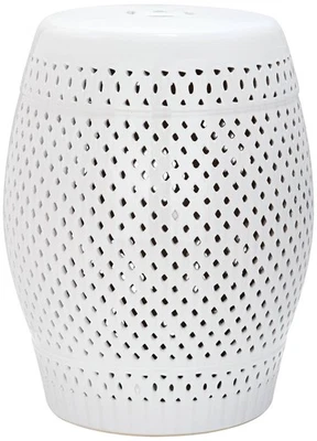 Safavieh Diamond White Ceramic Garden Stool - Image 1 of 3