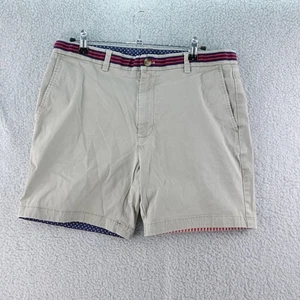 Vineyard Vines Men 34 Khaki Shorts Classic Fit Red White Blue Trim Casual Preppy - Picture 1 of 6