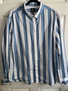 H&M Casual Button Up Long Sleeve Shirt Mens Size XXL Blue Regular Fit - Picture 1 of 6