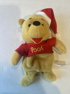 Disney Vintage Winnie The Pooh Santa Bean Bag Plush - Picture 1 of 2