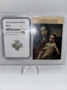 Denar Hungría Au50 1580 - grado recto - con tarjeta informativa - Imagen 1 de 4