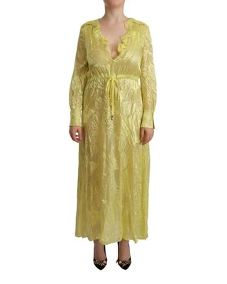 Patrizia Pepe Printed Maxi Dress Longsleeve Vneck Women Yellow Dresses - Imagem 1 de 4