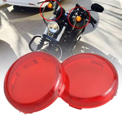Par de lentes rojas de cubierta de luz de señal de giro para Harley Sportster 1200 883 Dyna Softail Foto 1 de 4