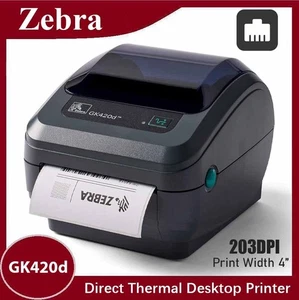 Zebra GK420d Thermodirekt Barcode Etikettendrucker Druckbreite 4 in Ethernet - Bild 1 von 8