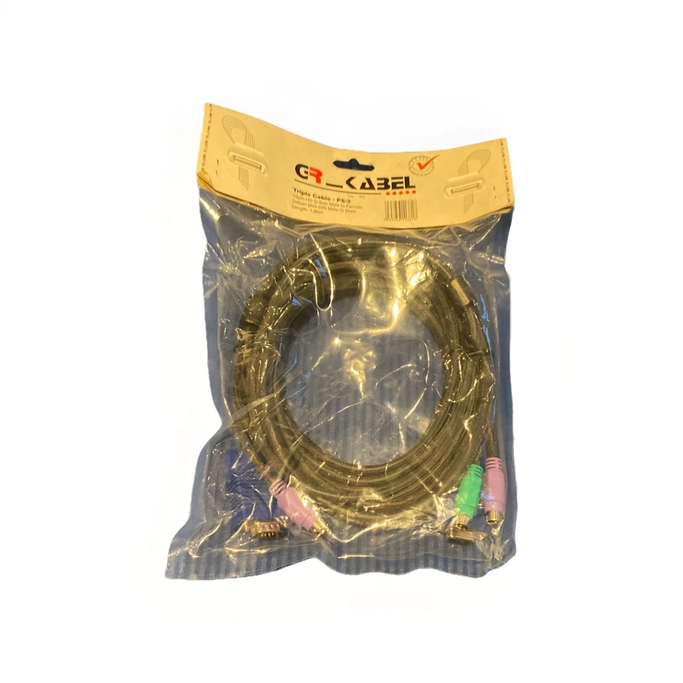 Triplekabel - PS/2, VGA, PS/2, Bildschirm, Maus Und Tastatur, 1,8m, GR_Kabel - Bild 1 von 1