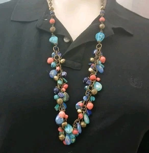 Ruby Rd Bright Necklace Mixed Medium Beads Vintage Necklace - Picture 1 of 17