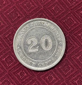 20 centavos de asentamientos del estrecho de 1886 - extremadamente finos - Imagen 1 de 2