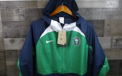尼日利亚足球联合会夹克男式大号绿色海军风衣耐克足球 — 第 1/4 张图片