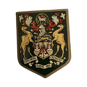 Vintage Merchant Taylor’s School London Unmounted Heraldic Wooden Plaque - Picture 1 of 4