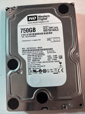 Western Digital 750GB WD7501AALS SATA 3.5” Hard Drive @HDD4 - Image 1 of 2