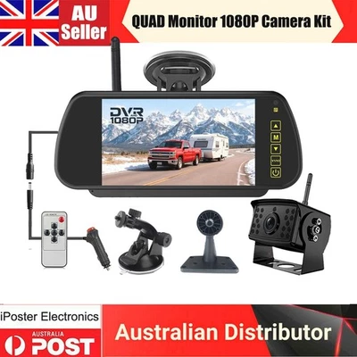 Wireless HD 7" DVR Monitor AI BSD Reversing Camera For Caravan Truck Van Trailer - Image 1 of 4