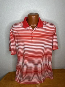 Men's Nike Golf Dri Fit S/S Polo/Golf Shirt M Medium Orange Striped | Polyester - Picture 1 of 5